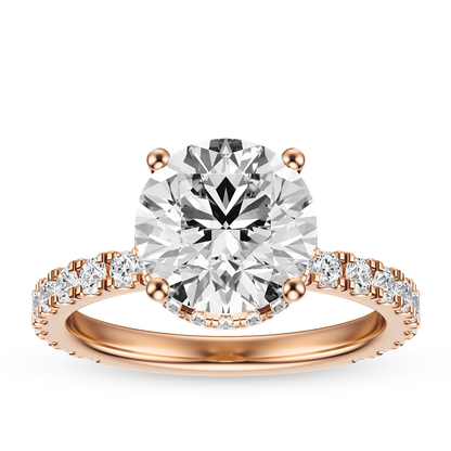 Round Cut 2.80 CT F VS2 Lab Grown Diamond Ring in Gold (IGI)