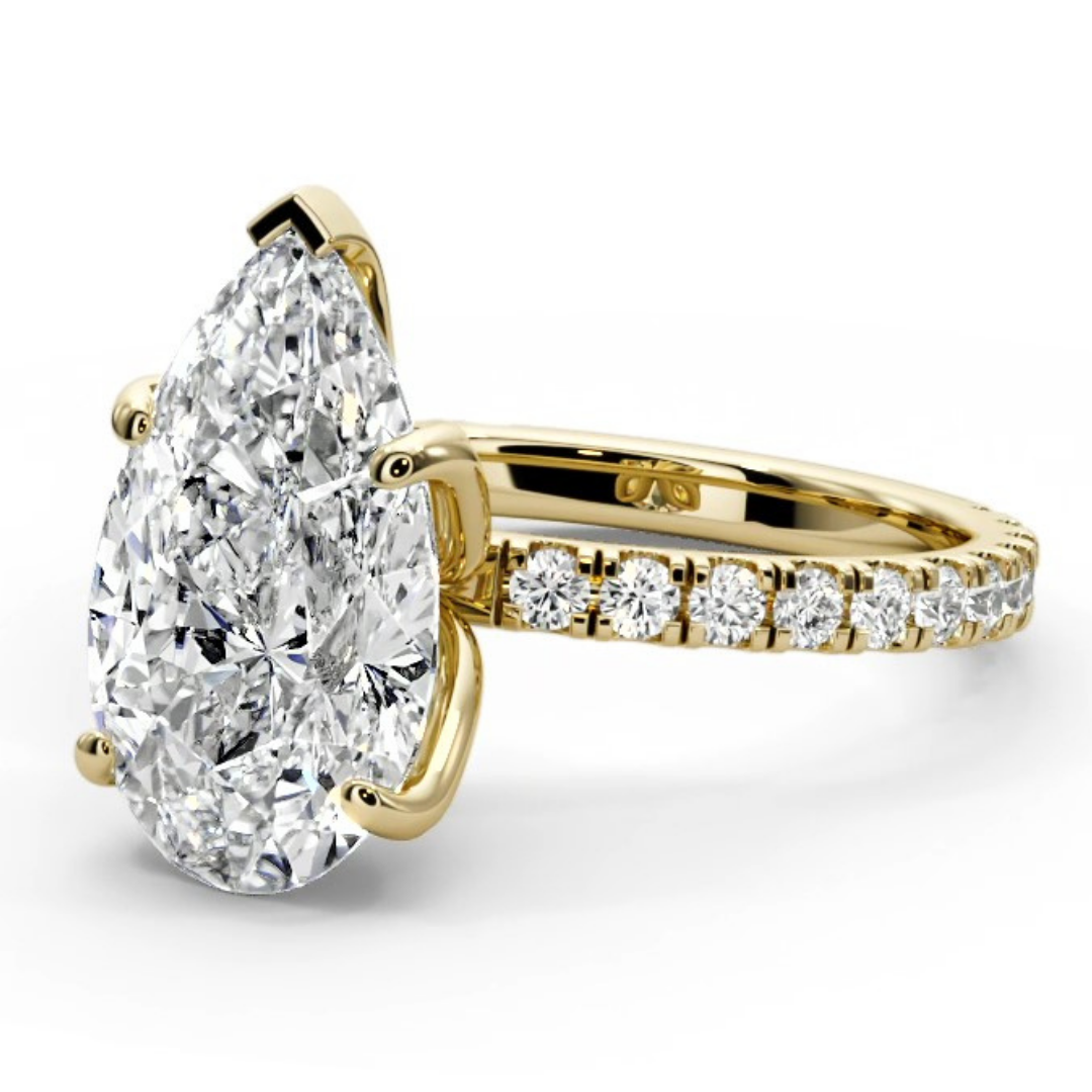 Pear Cut 2.50 CT F VS2 Lab Diamond Ring in 14K Gold  (IGI Certified)