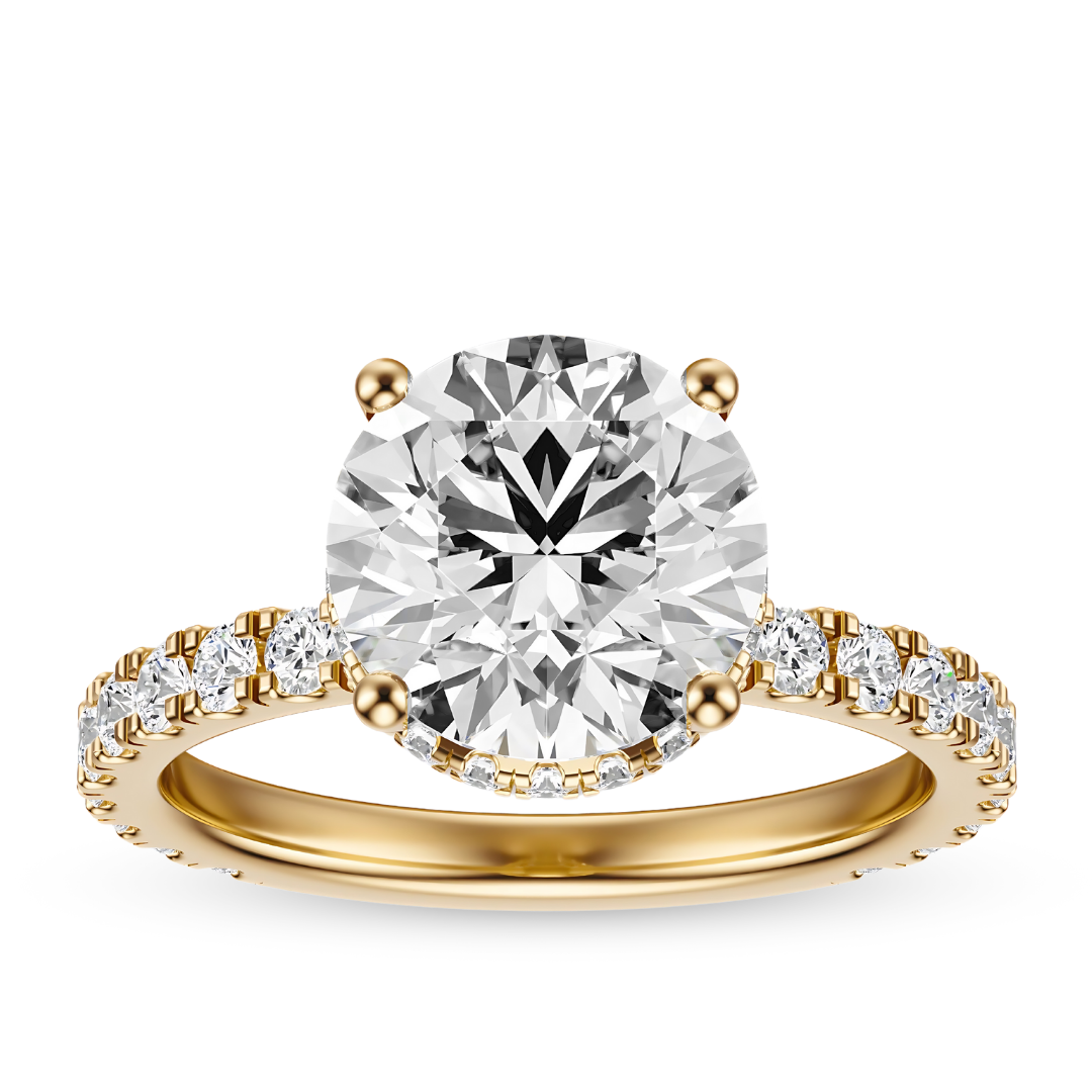 Round Cut 2.80 CT F VS2 Lab Grown Diamond Ring in Gold (IGI)