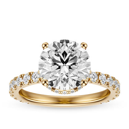 Round Cut 2.80 CT F VS2 Lab Grown Diamond Ring in Gold (IGI)