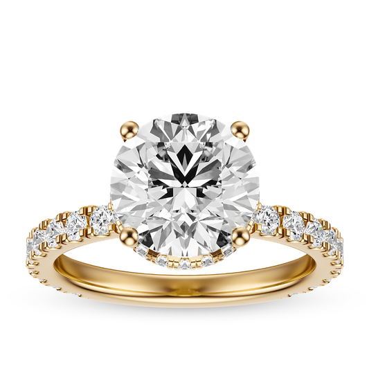 Round Cut 2.80 CT F VS2 Lab Grown Diamond Ring in Gold (IGI)