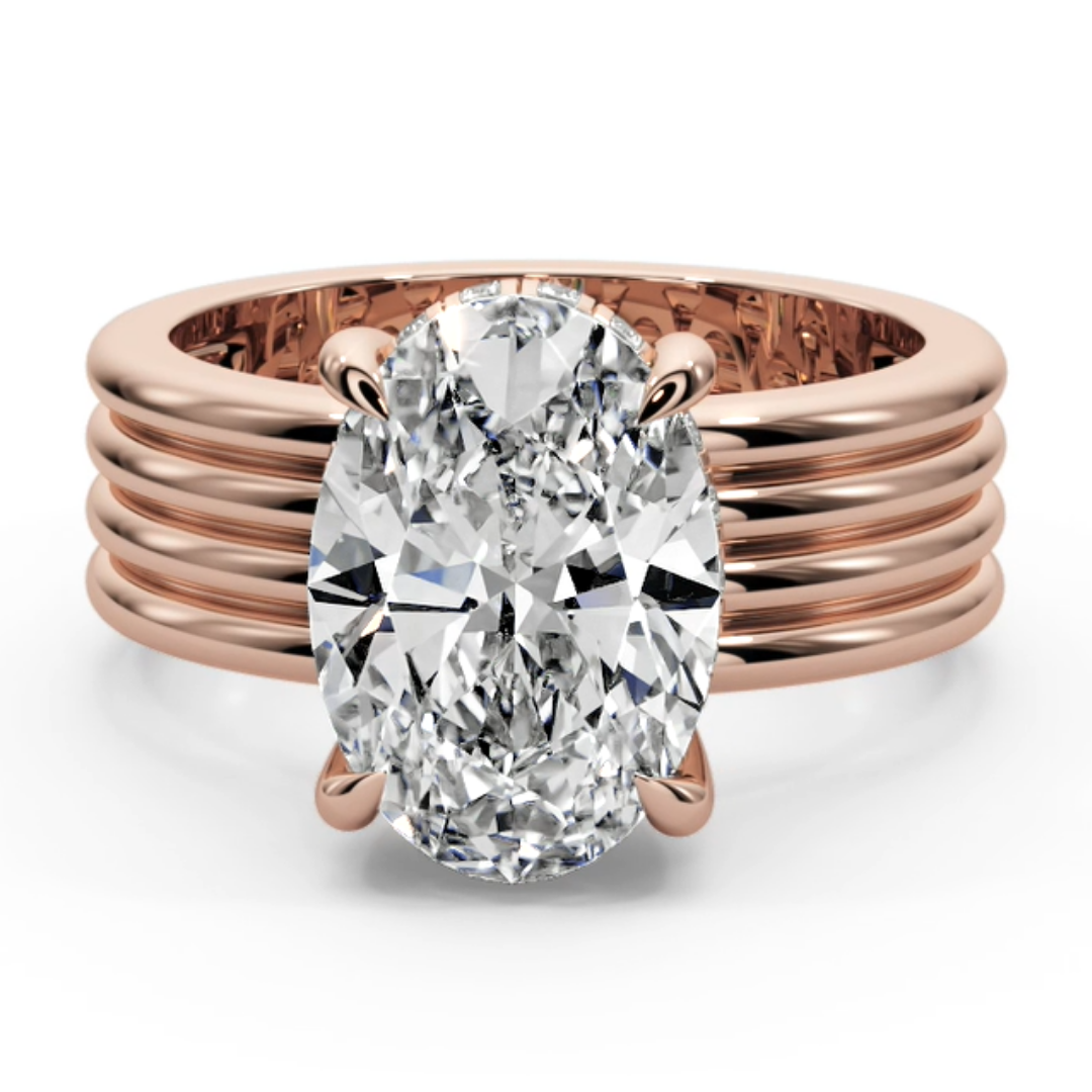 Oval Cut 3.30 CT F VS2 Lab Diamond Ring in 14K Gold  (IGI Certified)