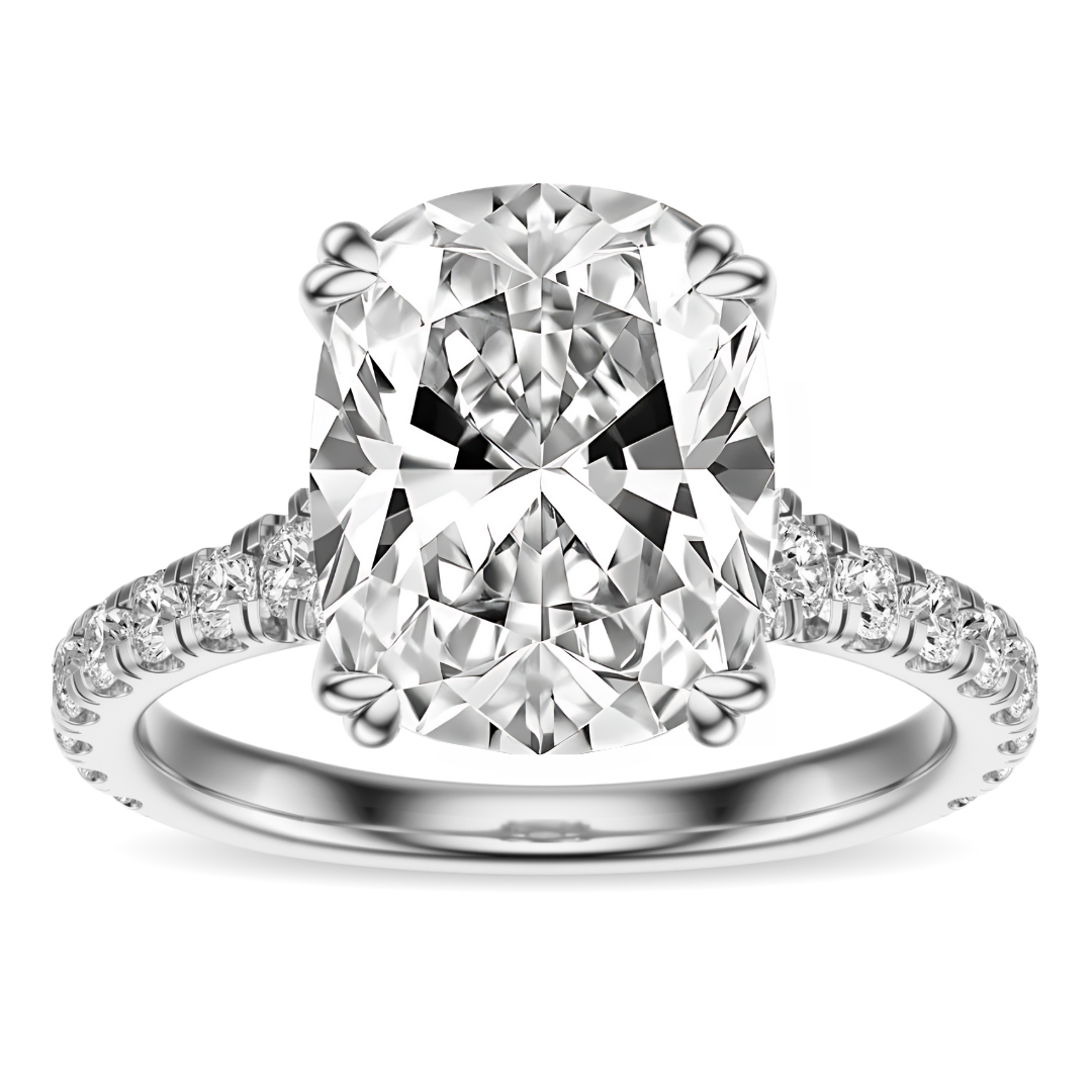 Cushion Cut 2.50 CT F VS2 Lab Grown Diamond Ring in Gold (IGI)
