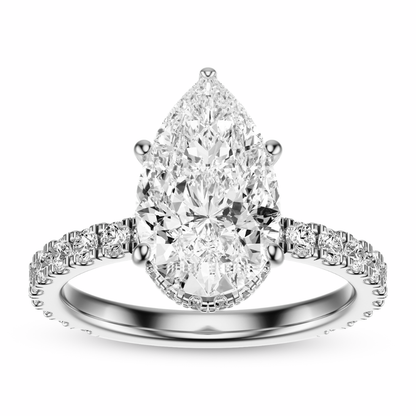 Pear Cut 2.80 CT F VS2 Lab Grown Diamond Ring in Gold (IGI)