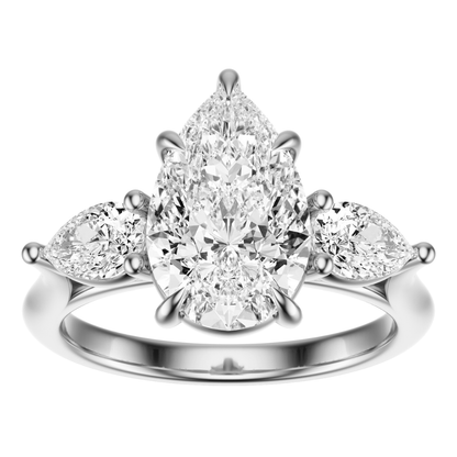 Pear Cut 2.50 CT F VS2 Lab Grown Diamond Ring in Gold (IGI)