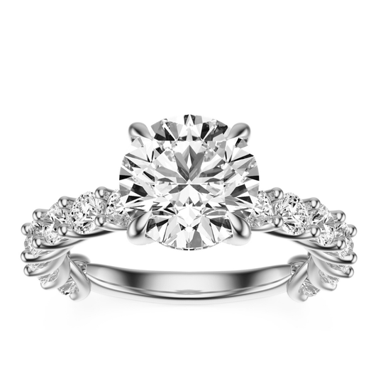 Round Cut 3.00 CT F VS2 Lab Grown Diamond Ring in Gold (IGI)