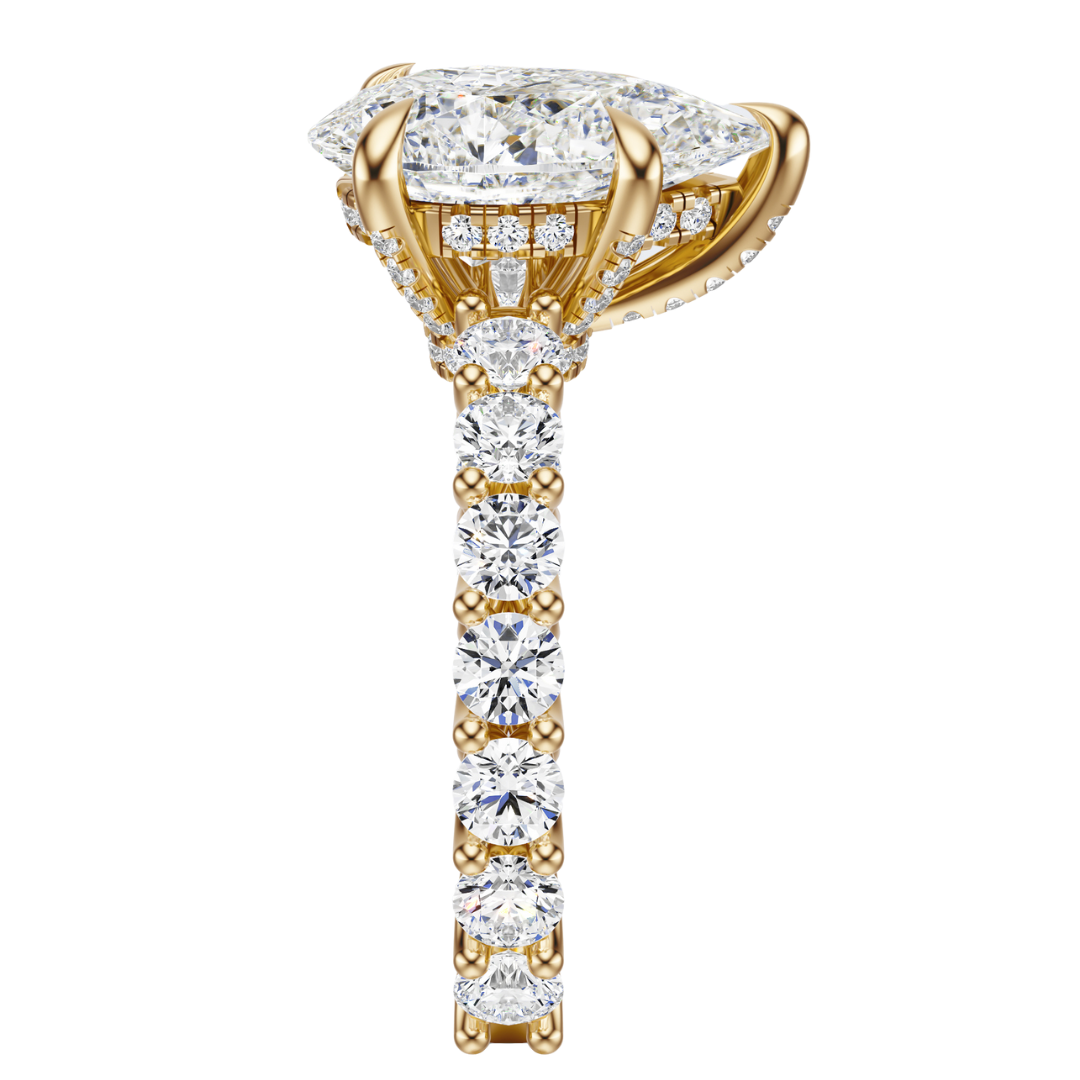 Pear Cut 3.00 CT F VS2 Lab Grown Diamond Ring in Gold (IGI)