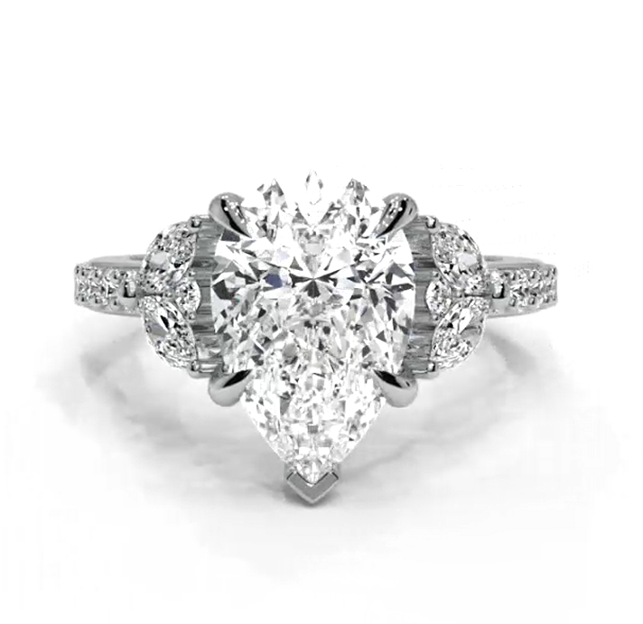 Pear Cut Round Shaped 5.00 CT Lab Diamond Ring | 14K Gold | IGI Certified