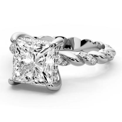 Princess Cut 4.40 CT Lab Diamond Ring in 14K Gold | IGI Certified