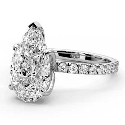 Pear Cut 2.50 CT F VS2 Lab Diamond Ring in 14K Gold  (IGI Certified)