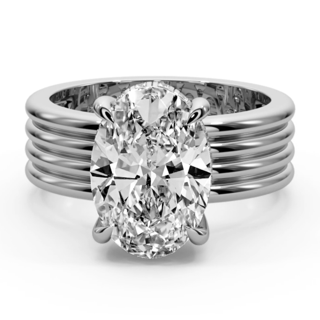 Oval Cut 3.30 CT F VS2 Lab Diamond Ring in 14K Gold  (IGI Certified)