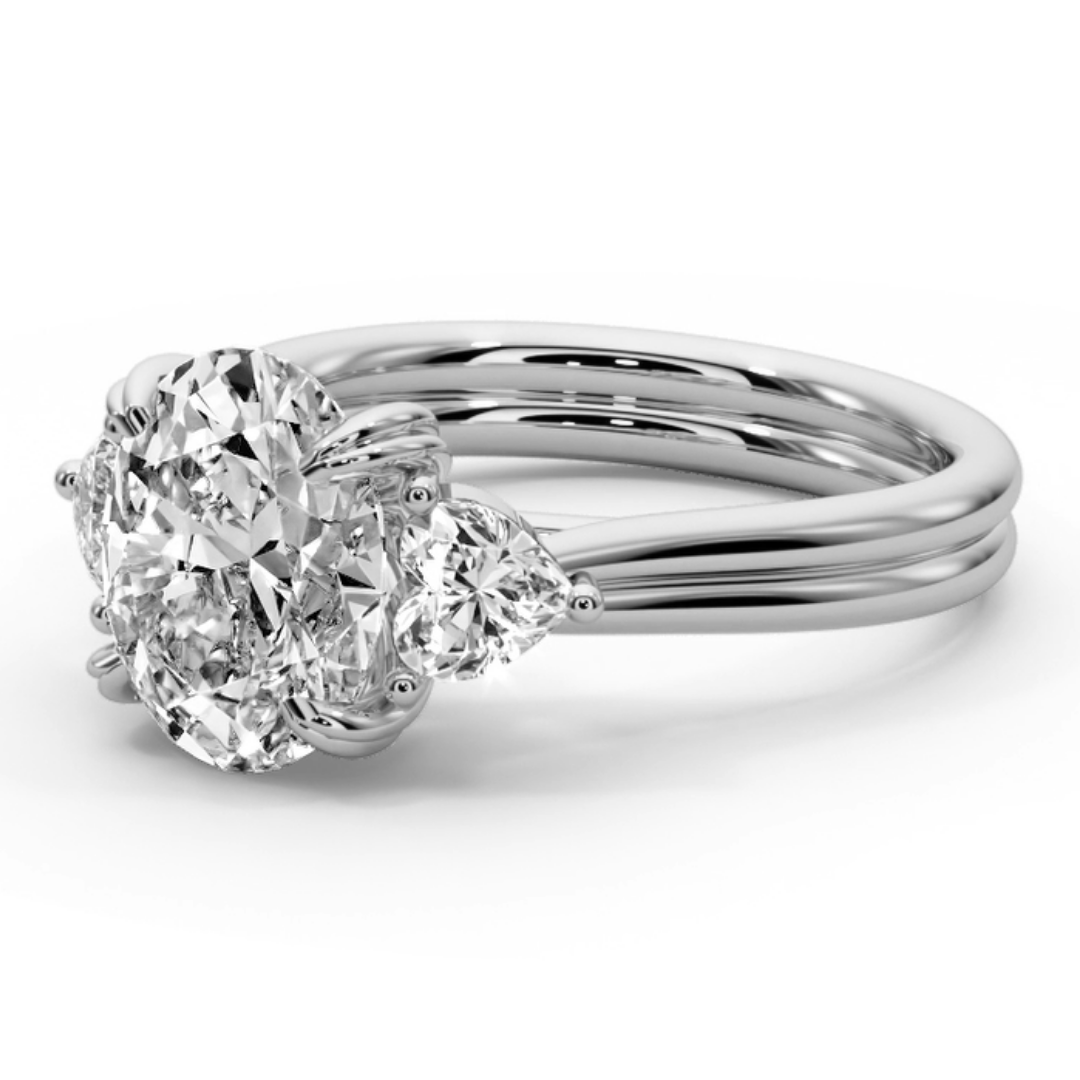 Oval Cut 3.00 CT F VS2 Lab Grown Diamond Ring in 14K Gold (IGI Certified)