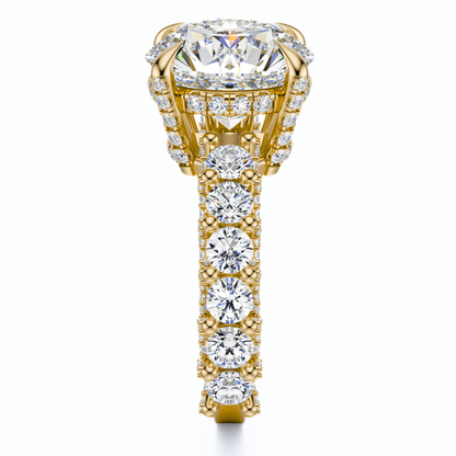 Round Cut 6.00 CT F VS2 Lab Grown Diamond Ring in Gold (IGI)