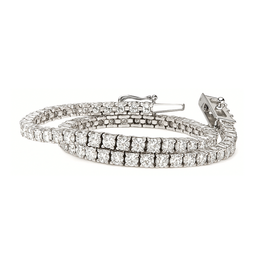Round Cut 4.00CT E VS2 Natural Diamond Tennis Bracelet in Platinum 900 (IGI)