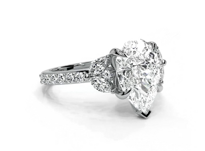 Pear Cut Round Shaped 5.00 CT Lab Diamond Ring | 14K Gold | IGI Certified