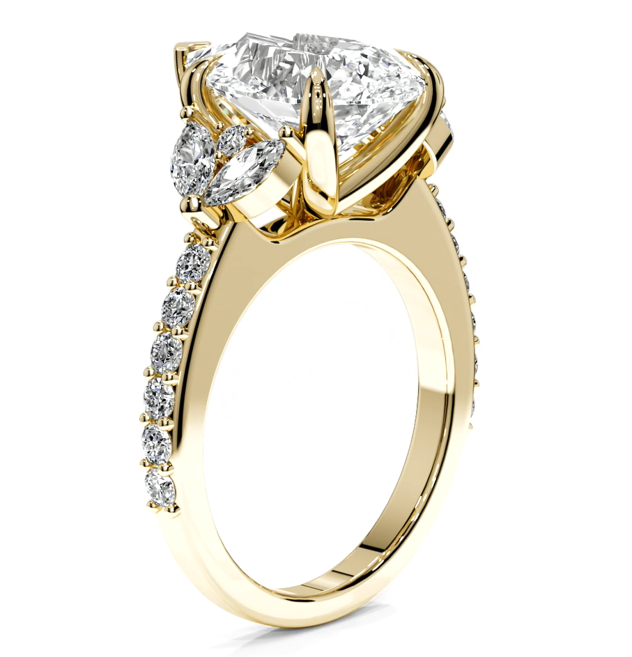 Pear Cut Round Shaped 5.00 CT Lab Diamond Ring | 14K Gold | IGI Certified