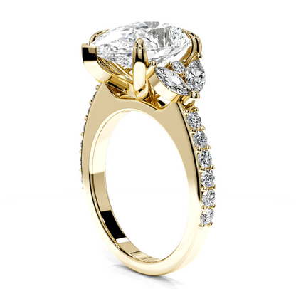 Pear Cut Round Shaped 5.00 CT Lab Diamond Ring | 14K Gold | IGI Certified