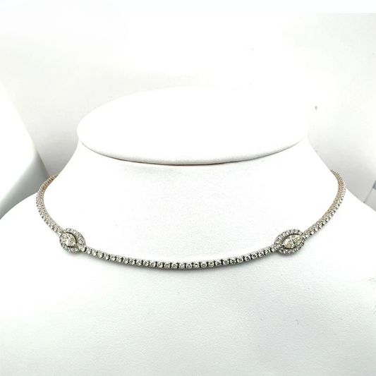Round Cut 4.08 CT Natural Diamond Necklace 14k White Gold (IGI)