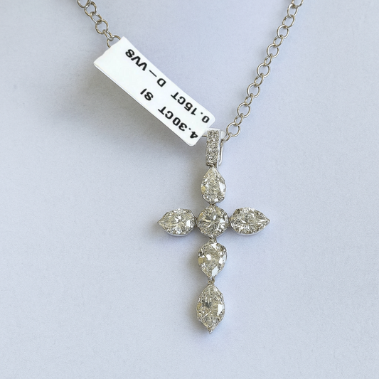 Pear Cut 4.45 CT Natural Diamond Pendant 14k White Gold (IGI)