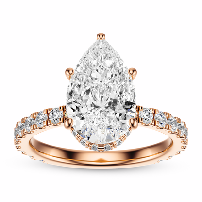 Pear Cut 2.80 CT F VS2 Lab Grown Diamond Ring in Gold (IGI)