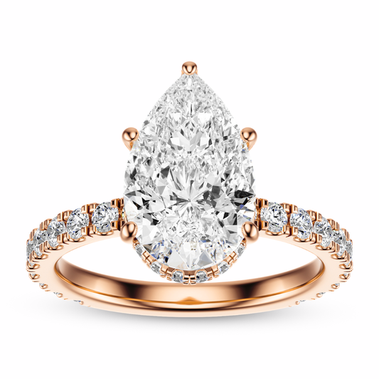 Pear Cut 2.80 CT F VS2 Lab Grown Diamond Ring in Gold (IGI)