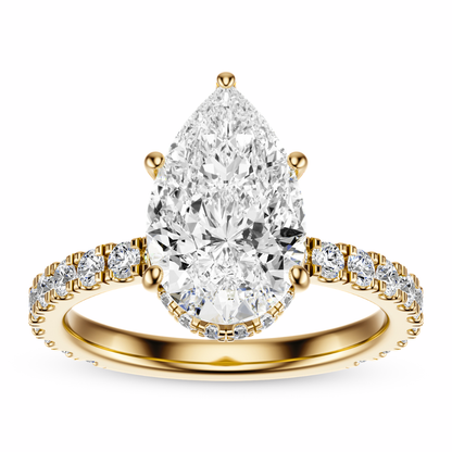 Pear Cut 2.80 CT F VS2 Lab Grown Diamond Ring in Gold (IGI)