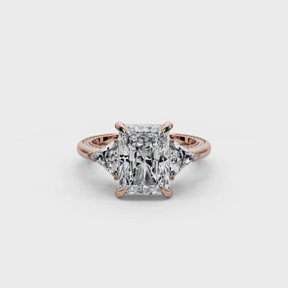 Radiant Cut 7.15 CT Lab Diamond Ring | 14K Gold | IGI Certified