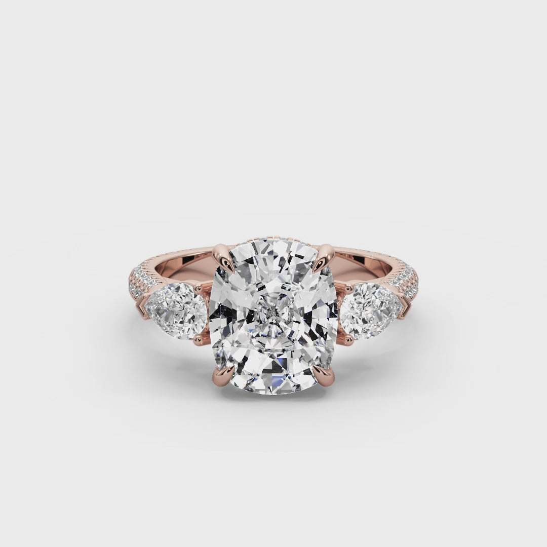 Cushion Cut 6.20 CT Lab Diamond Ring | 14K Gold | IGI Certified