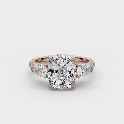 Cushion Cut 6.20 CT Lab Diamond Ring | 14K Gold | IGI Certified