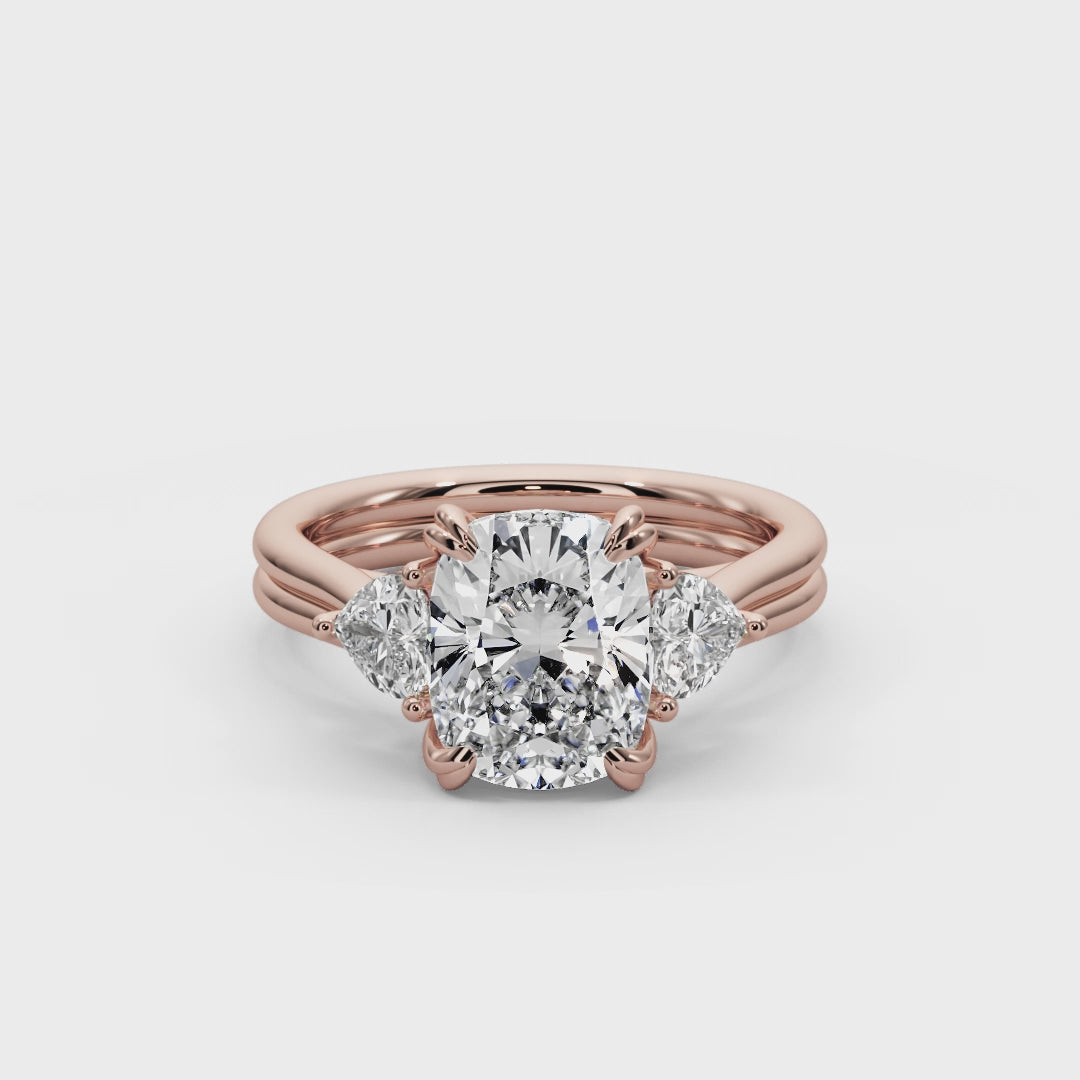 Cushion Cut 3.00 CT F VS2 Lab Grown Diamond Ring in 14K Gold (IGI Certified)