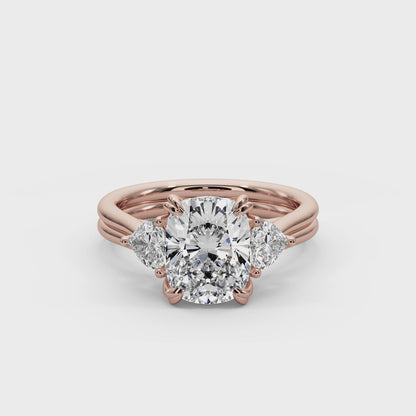 Cushion Cut 3.00 CT F VS2 Lab Grown Diamond Ring in 14K Gold (IGI Certified)