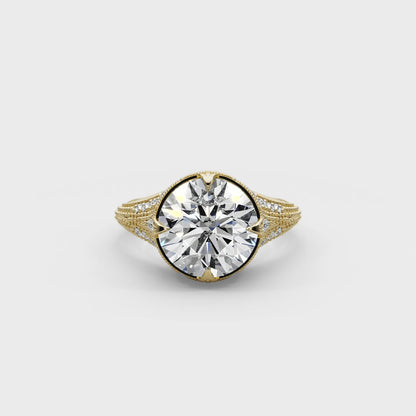 Round Cut 5.50 CT F VS2 Lab Diamond Ring in 14K Gold  (IGI Certified)