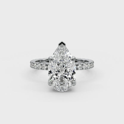 Pear Cut 2.50 CT F VS2 Lab Diamond Ring in 14K Gold  (IGI Certified)