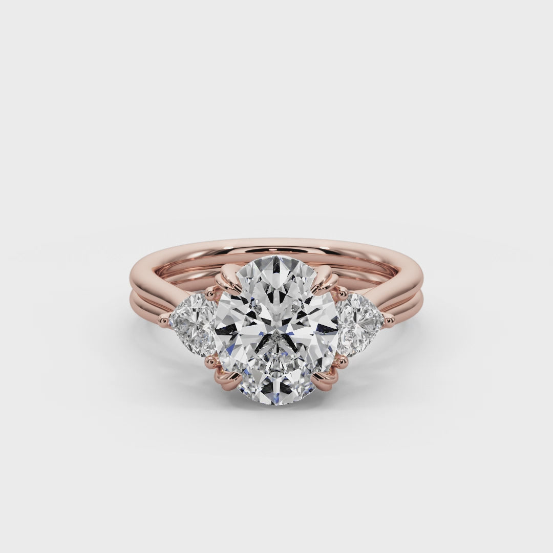 Oval Cut 3.00 CT F VS2 Lab Grown Diamond Ring in 14K Gold (IGI Certified)