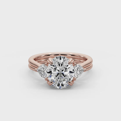 Oval Cut 3.00 CT F VS2 Lab Grown Diamond Ring in 14K Gold (IGI Certified)