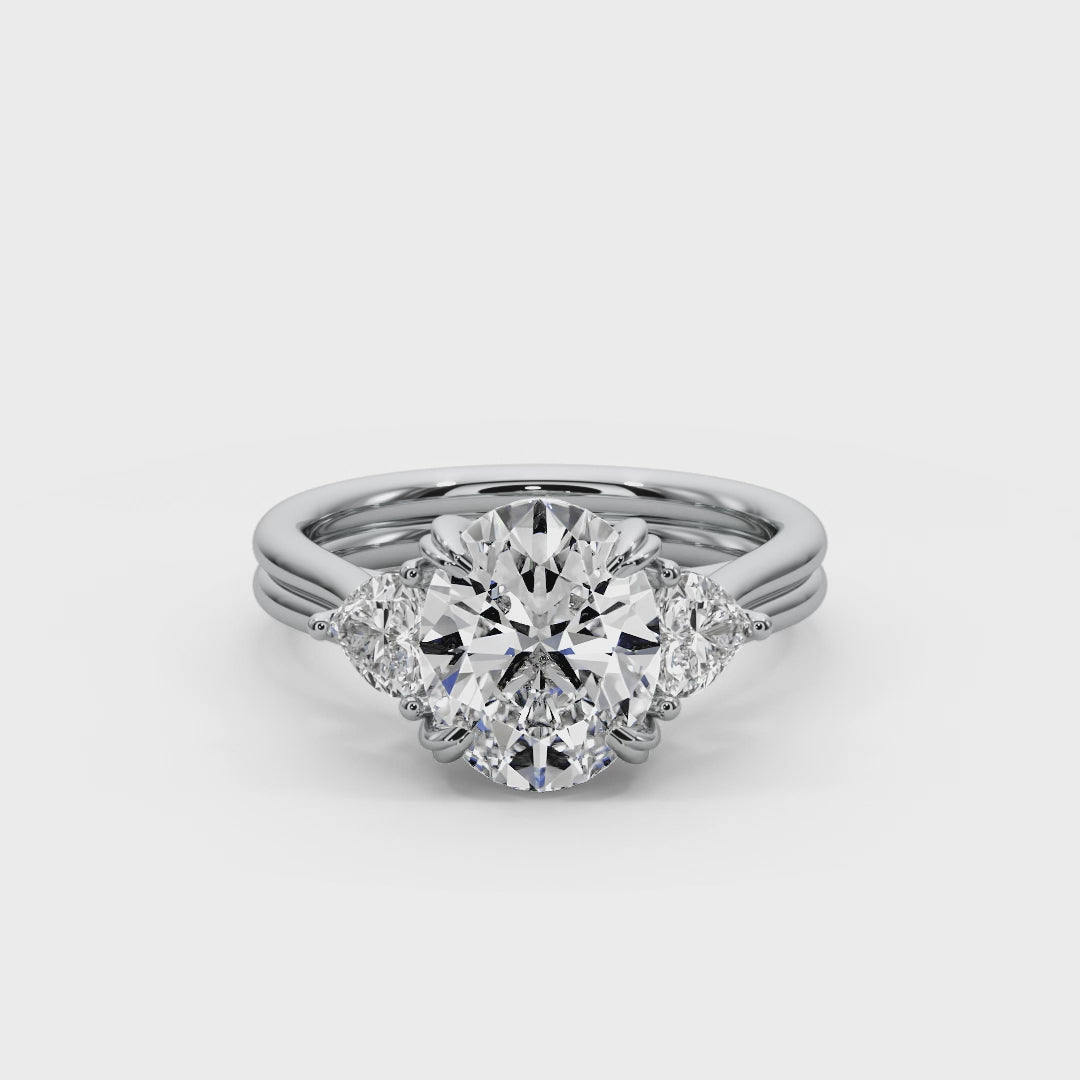 Oval Cut 3.00 CT F VS2 Lab Grown Diamond Ring in 14K Gold (IGI Certified)