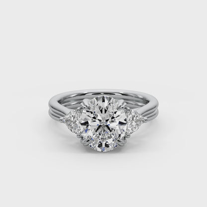 Oval Cut 3.00 CT F VS2 Lab Grown Diamond Ring in 14K Gold (IGI Certified)