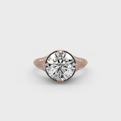 Round Cut 5.50 CT F VS2 Lab Diamond Ring in 14K Gold  (IGI Certified)