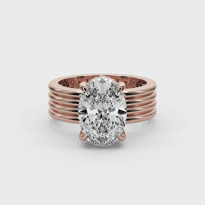 Oval Cut 3.30 CT F VS2 Lab Diamond Ring in 14K Gold  (IGI Certified)