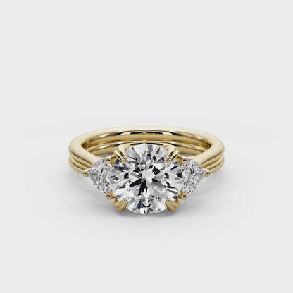 Round  Cut 3.00 CT F VS2 Lab Grown Diamond Ring in 14K Gold (IGI Certified)