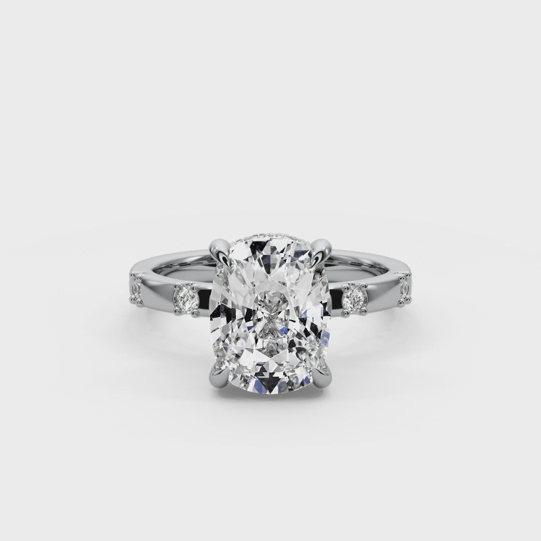 Cushion Cut 2.35 CT F VS2 Lab Diamond Ring in 14K Gold  (IGI Certified)