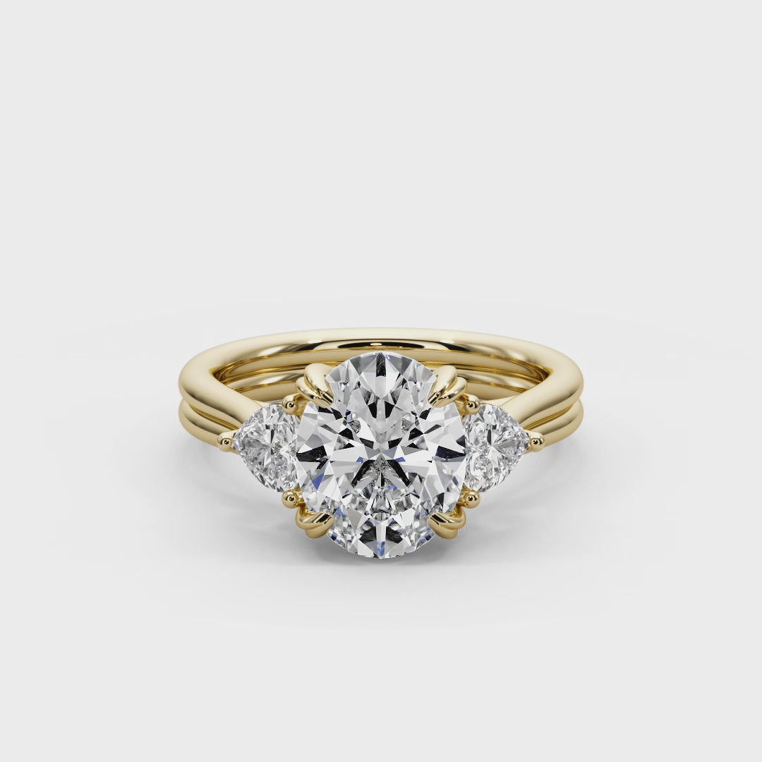 Oval Cut 3.00 CT F VS2 Lab Grown Diamond Ring in 14K Gold (IGI Certified)
