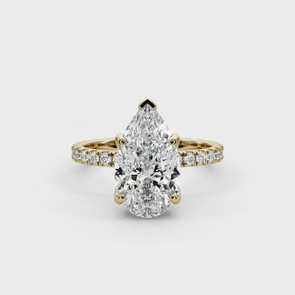 Pear Cut 2.50 CT F VS2 Lab Diamond Ring in 14K Gold  (IGI Certified)