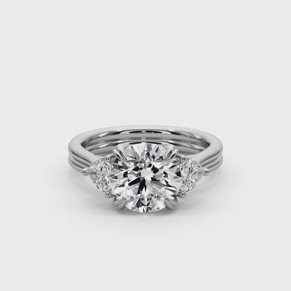Round  Cut 3.00 CT F VS2 Lab Grown Diamond Ring in 14K Gold (IGI Certified)