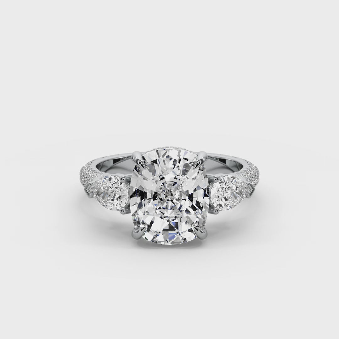 Cushion Cut 6.20 CT Lab Diamond Ring | 14K Gold | IGI Certified