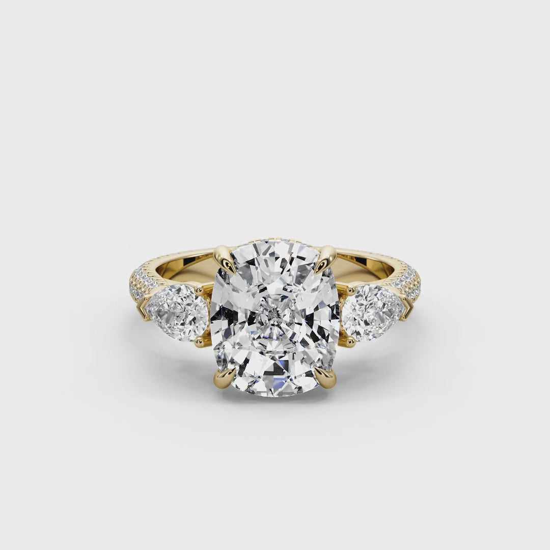Cushion Cut 6.20 CT Lab Diamond Ring | 14K Gold | IGI Certified