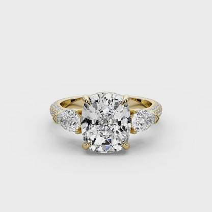 Cushion Cut 6.20 CT Lab Diamond Ring | 14K Gold | IGI Certified