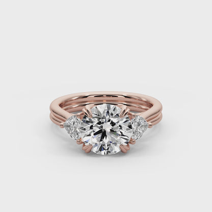 Round  Cut 3.00 CT F VS2 Lab Grown Diamond Ring in 14K Gold (IGI Certified)