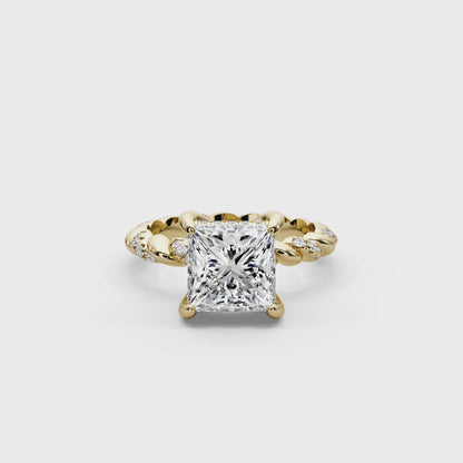 Princess Cut 4.40 CT Lab Diamond Ring in 14K Gold | IGI Certified
