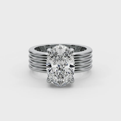 Oval Cut 3.30 CT F VS2 Lab Diamond Ring in 14K Gold  (IGI Certified)